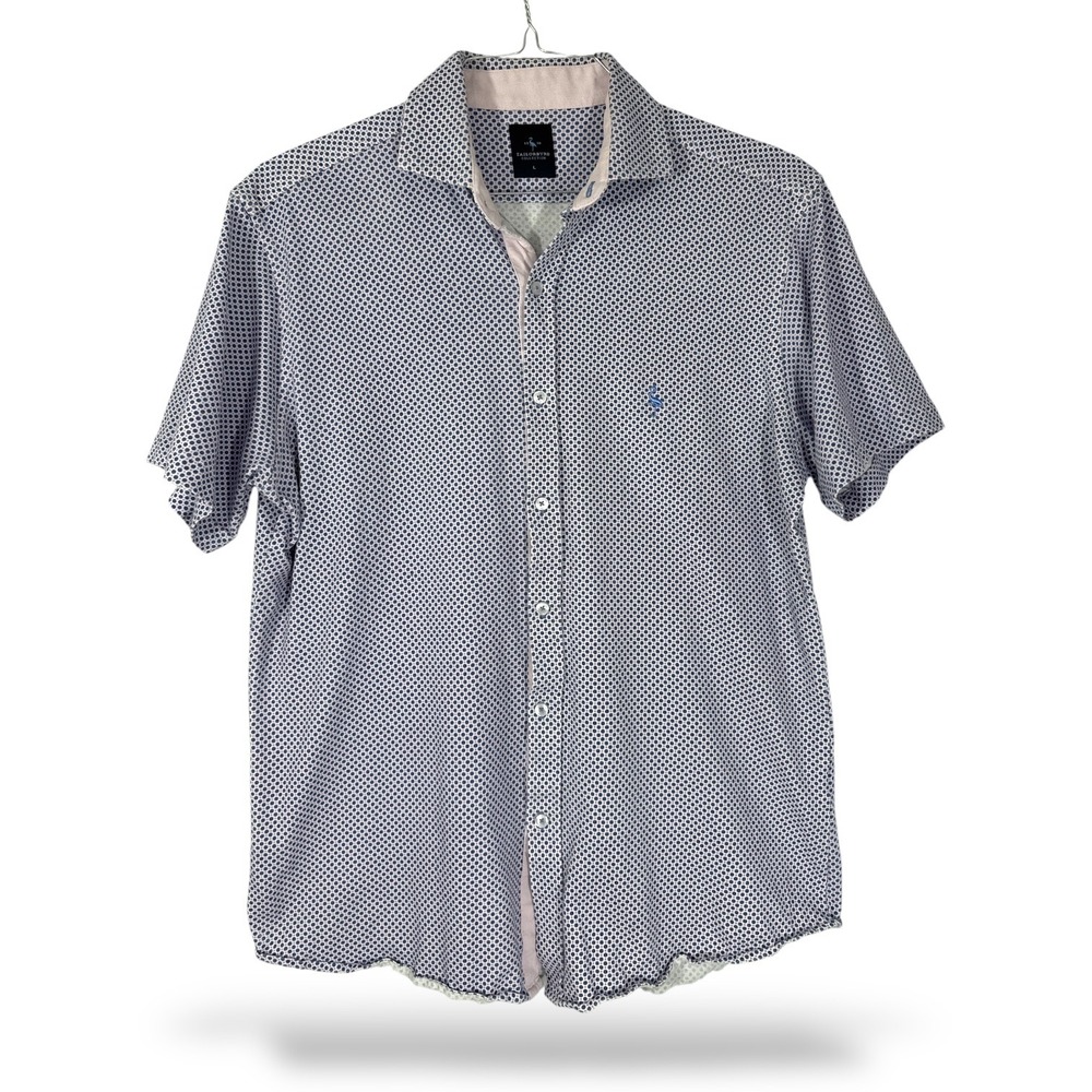 Tailorbyrd Collection Mens Large Short Sleeve Geometric Dot Button Down Shirt